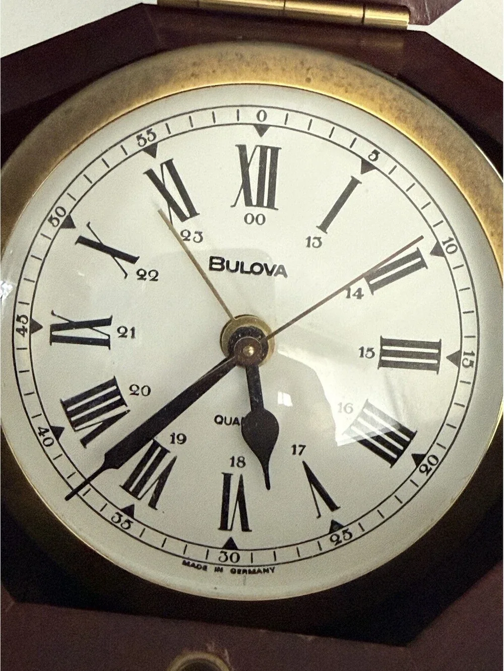 Bulova Quartermaster Maritime Clock B7910 Octagon Wooden Case, Made In Germany